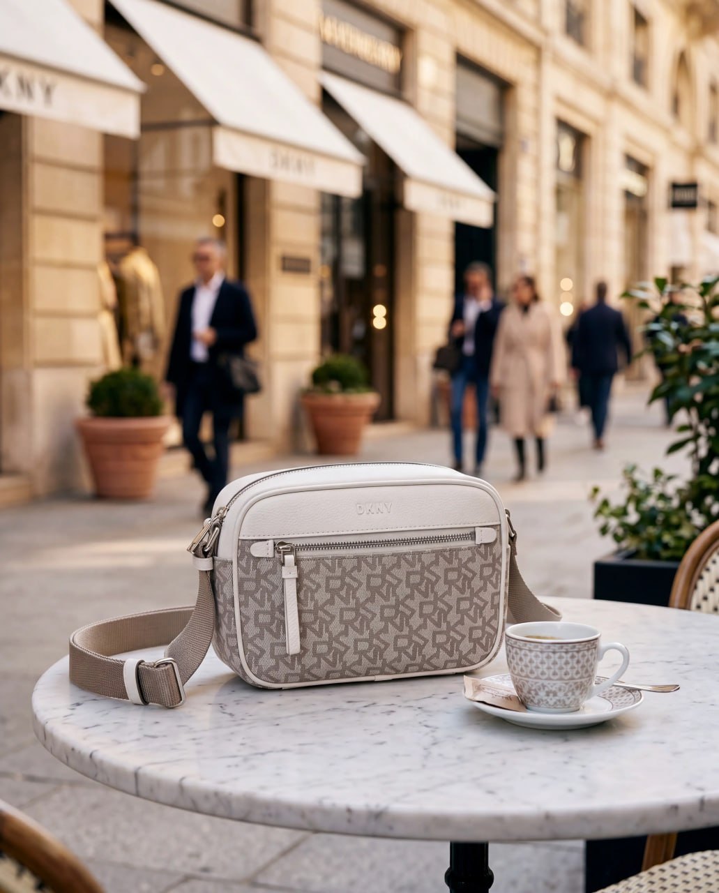 Sac crème — porté